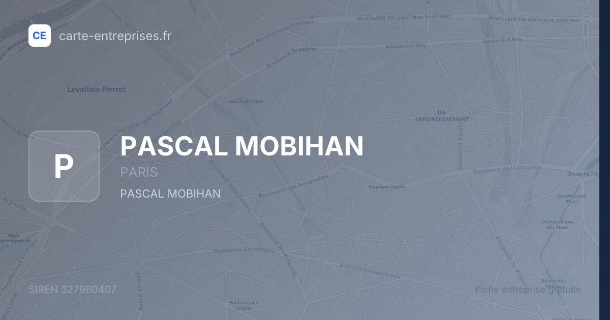 PASCAL MOBIHAN — 327960407 — fiche entreprise