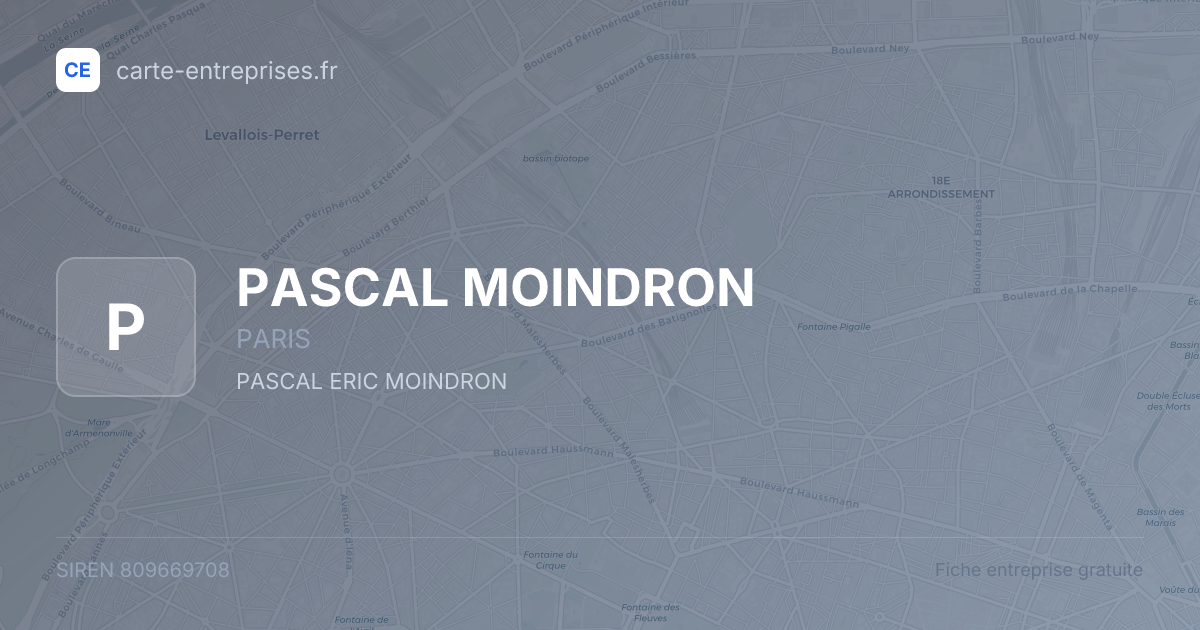 PASCAL MOINDRON — 809669708 — fiche entreprise