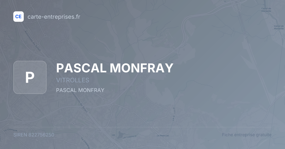 PASCAL MONFRAY — 822756250 — fiche entreprise