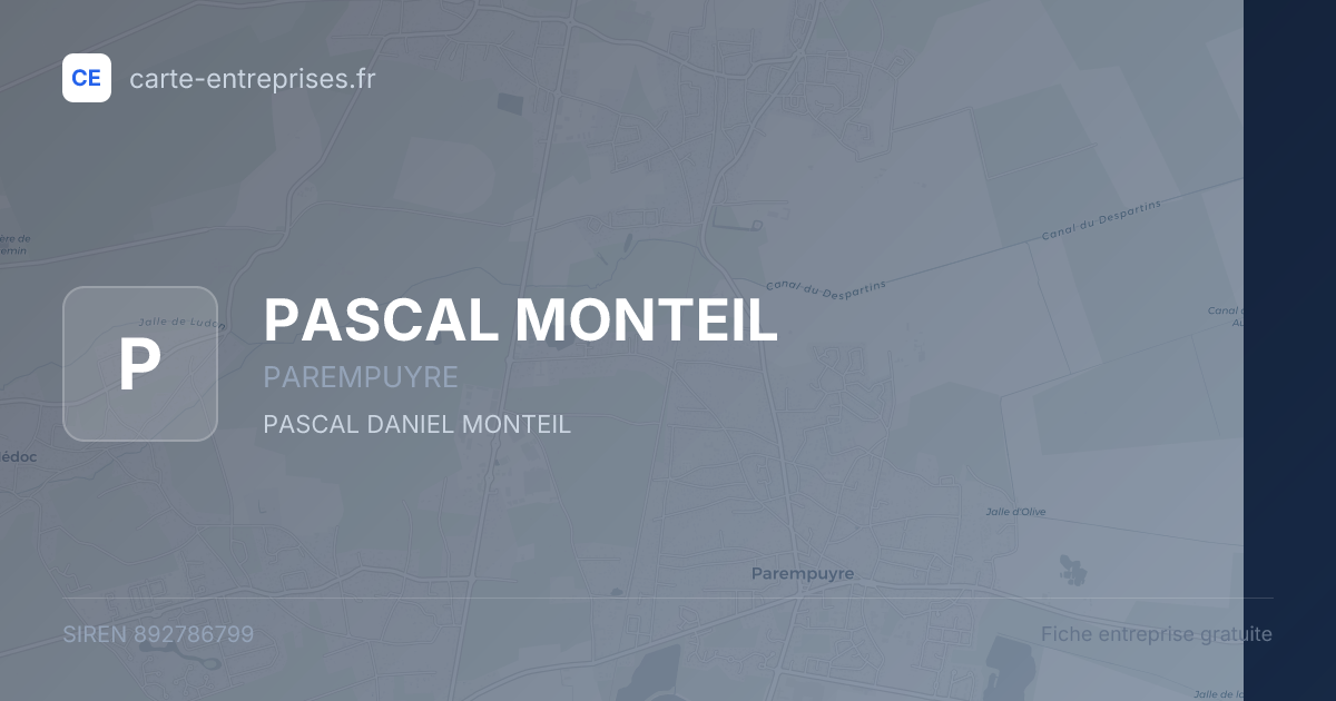 PASCAL MONTEIL — 892786799 — fiche entreprise