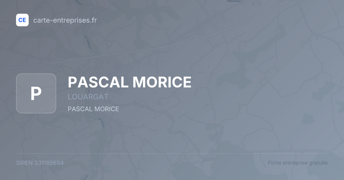 PASCAL MORICE — 331185694 — fiche entreprise