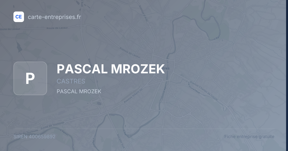 PASCAL MROZEK — 400659892 — fiche entreprise