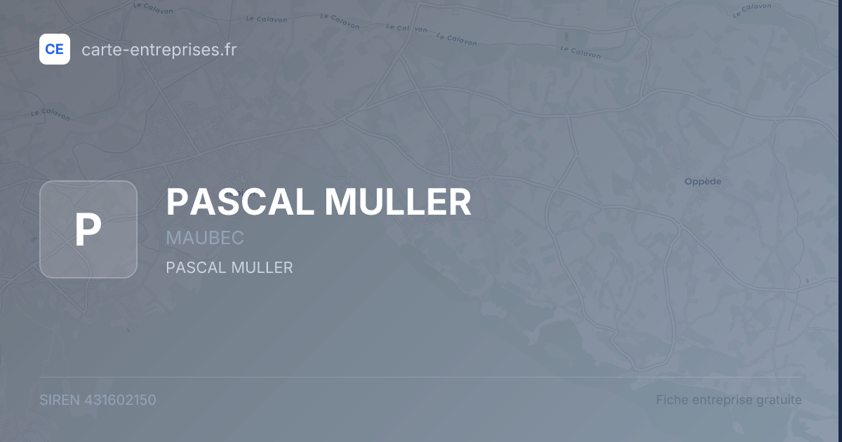 PASCAL MULLER — 431602150 — fiche entreprise
