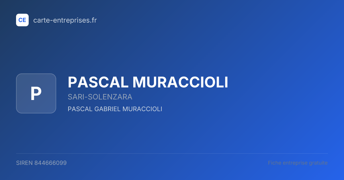 PASCAL MURACCIOLI — 844666099 — fiche entreprise