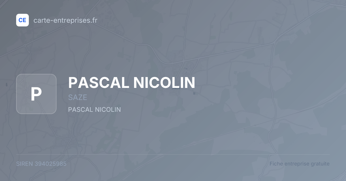 PASCAL NICOLIN — 394025985 — fiche entreprise