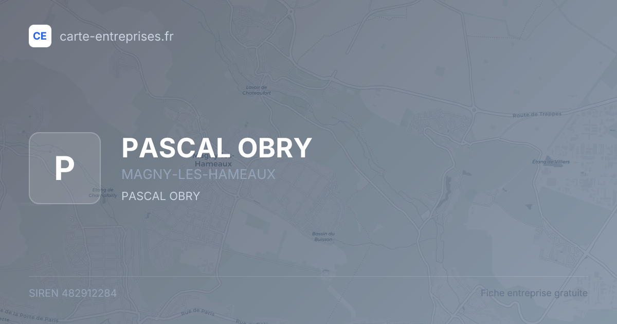PASCAL OBRY — 482912284 — fiche entreprise