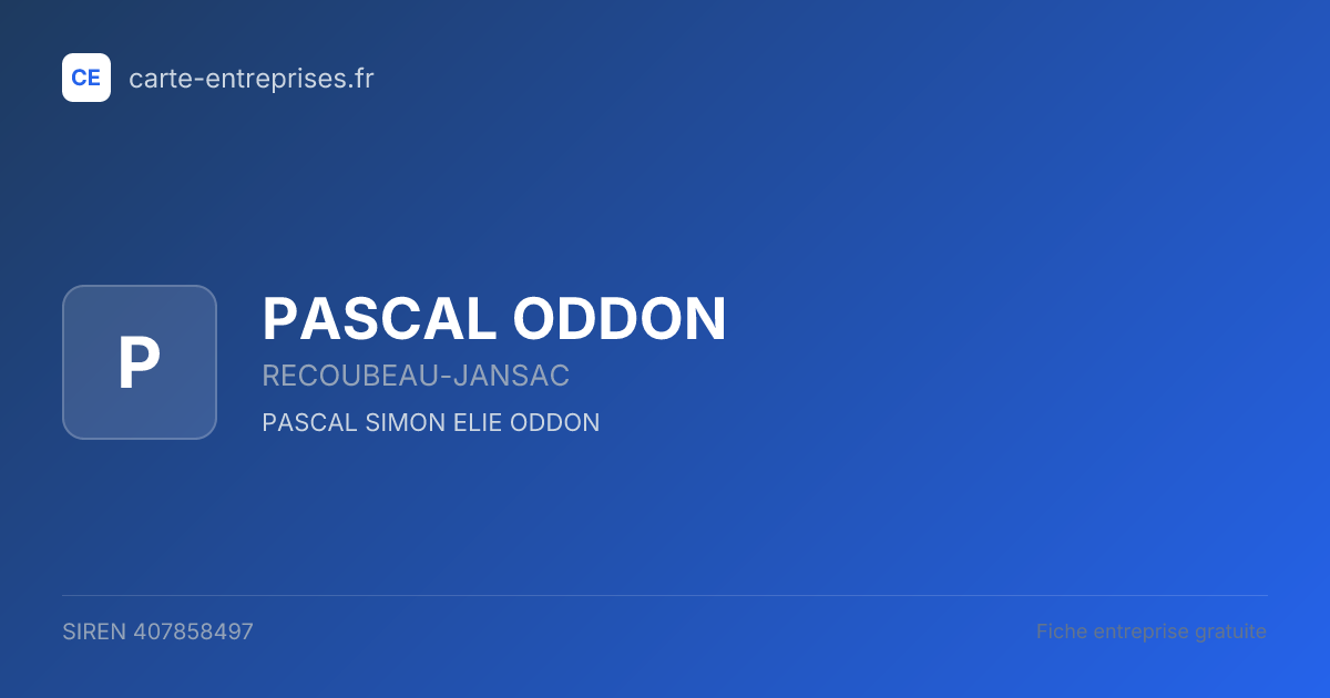 PASCAL ODDON — 407858497 — fiche entreprise