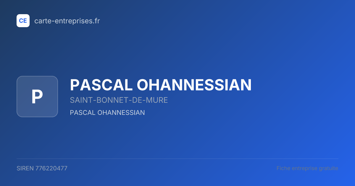 PASCAL OHANNESSIAN — 776220477 — fiche entreprise