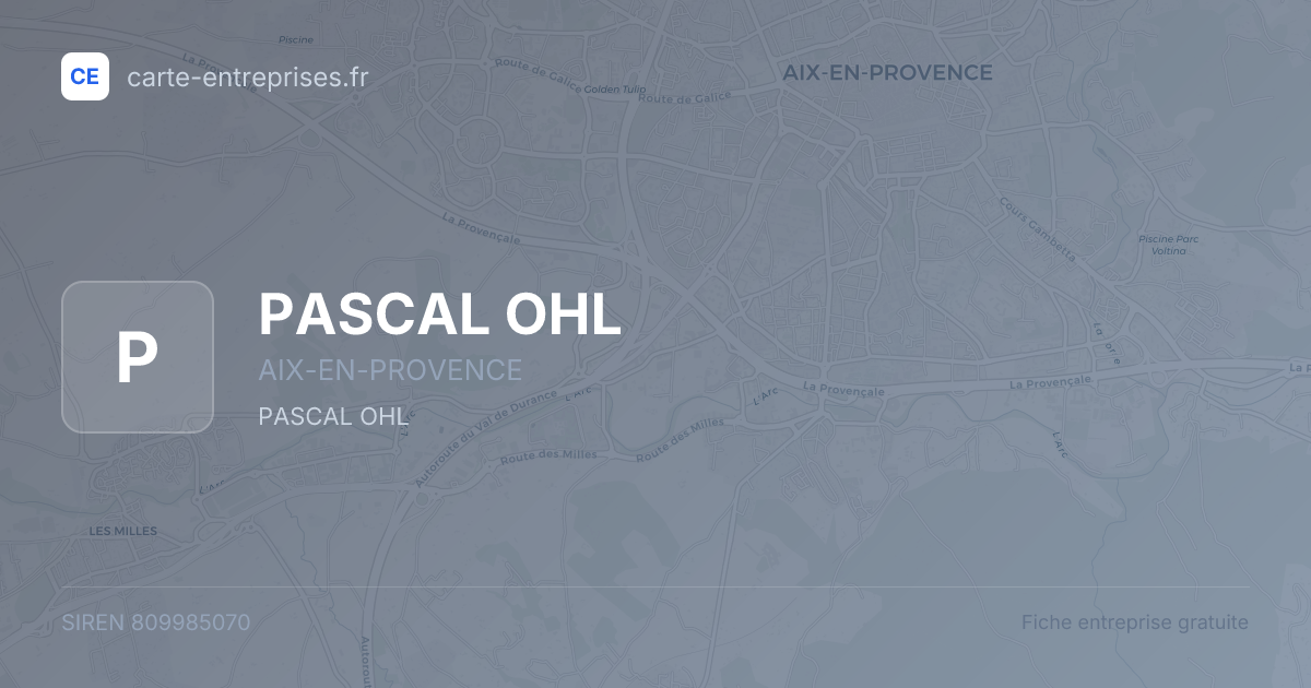 PASCAL OHL — 809985070 — fiche entreprise