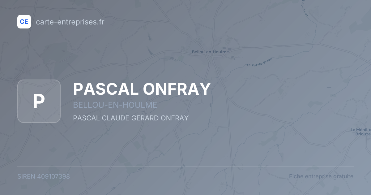 PASCAL ONFRAY — 409107398 — fiche entreprise