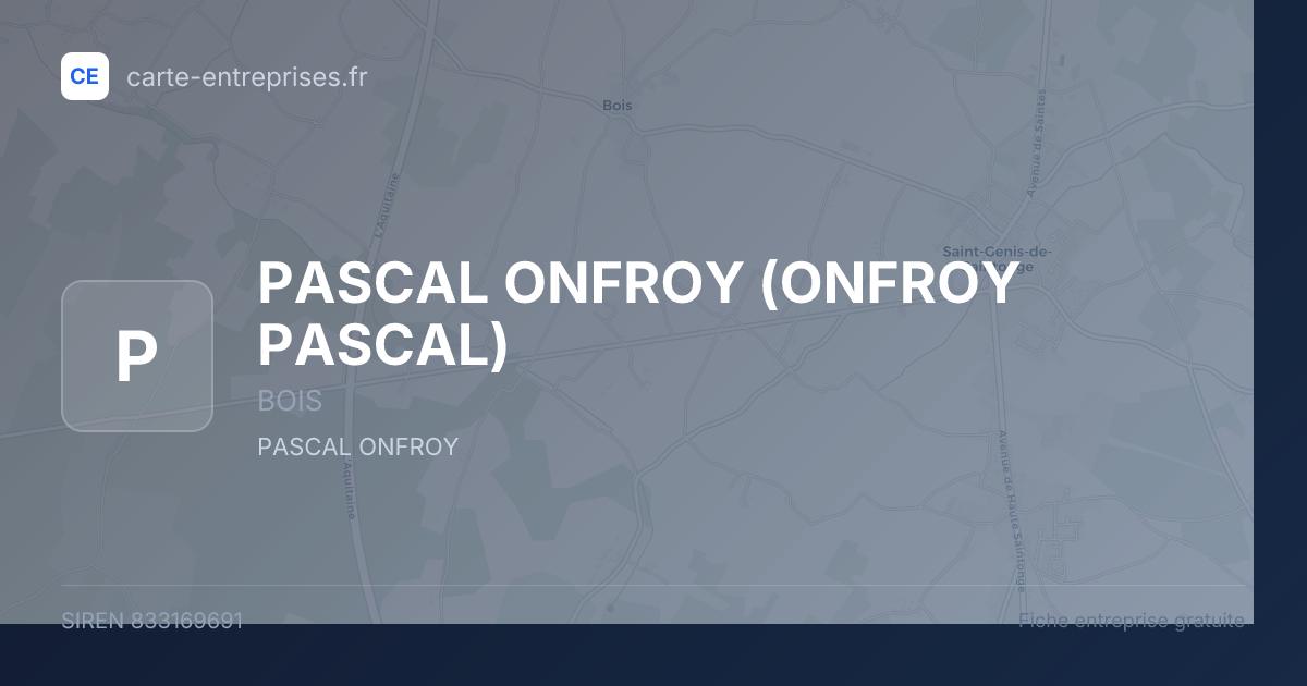 PASCAL ONFROY (ONFROY PASCAL) — 833169691 — fiche entreprise