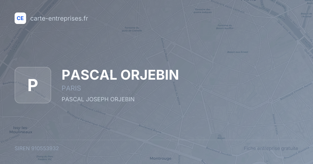 PASCAL ORJEBIN — 910553932 — fiche entreprise