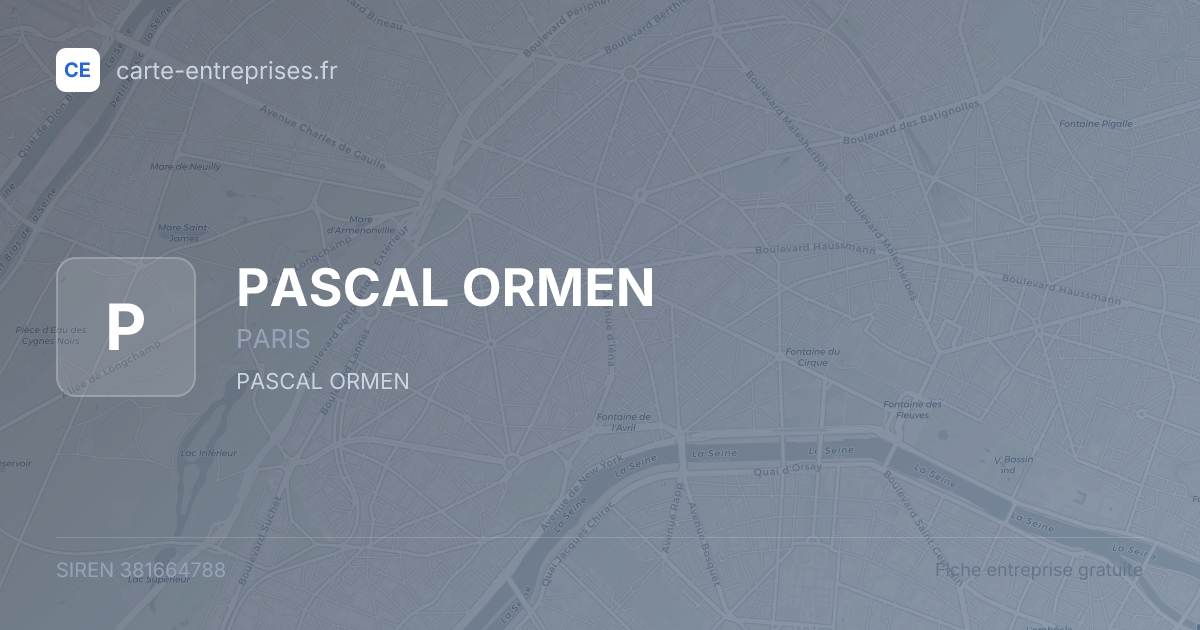 PASCAL ORMEN — 381664788 — fiche entreprise
