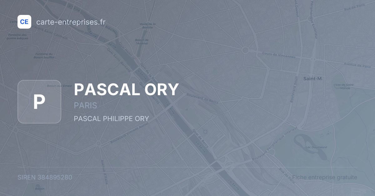 PASCAL ORY — 384895280 — fiche entreprise