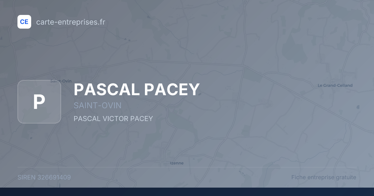 PASCAL PACEY — 326691409 — fiche entreprise