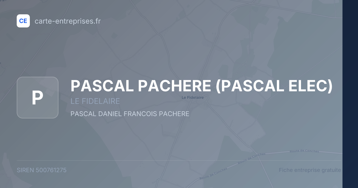 PASCAL PACHERE (PASCAL ELEC) — 500761275 — fiche entreprise