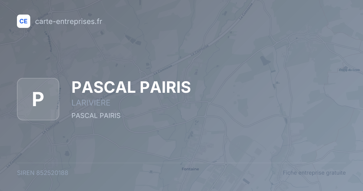 PASCAL PAIRIS — 852520188 — fiche entreprise