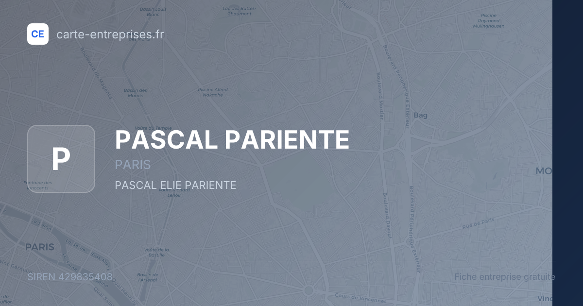 PASCAL PARIENTE — 429835408 — fiche entreprise