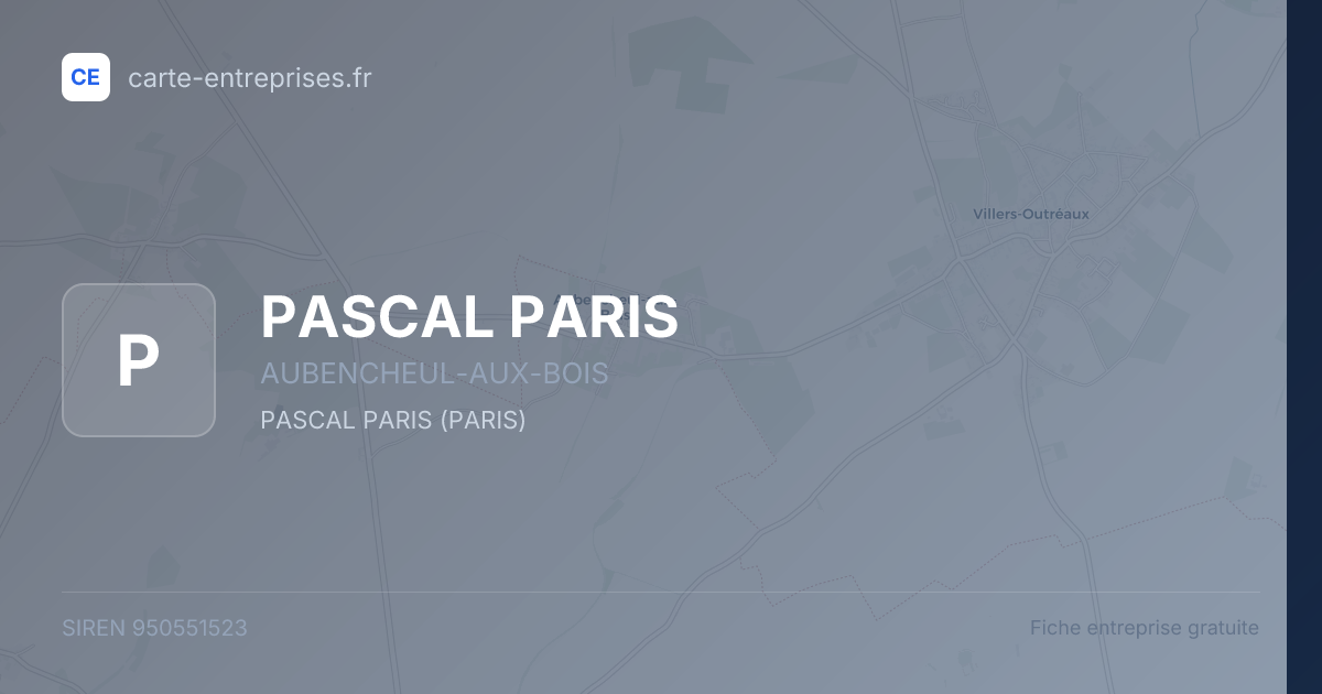 PASCAL PARIS — 950551523 — fiche entreprise