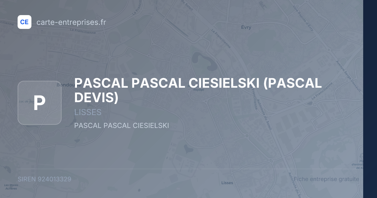 PASCAL PASCAL CIESIELSKI (PASCAL DEVIS) — 924013329 — fiche entreprise