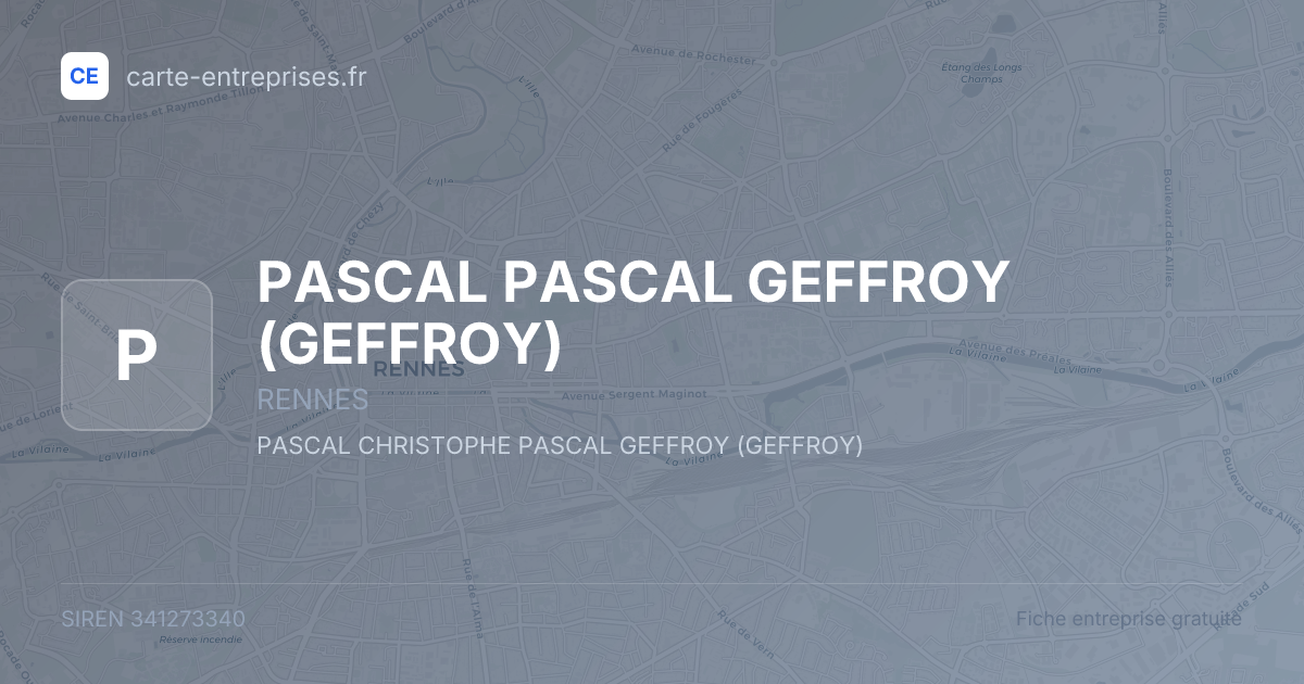 PASCAL PASCAL GEFFROY (GEFFROY) — 341273340 — fiche entreprise