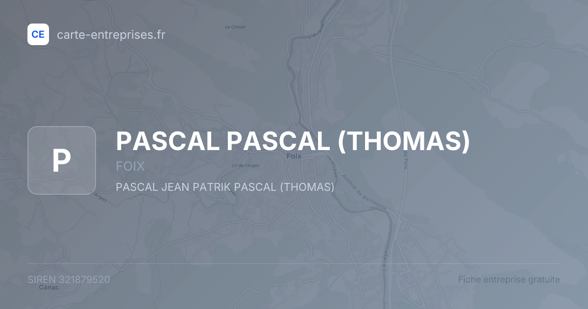 PASCAL PASCAL (THOMAS) — 321879520 — fiche entreprise