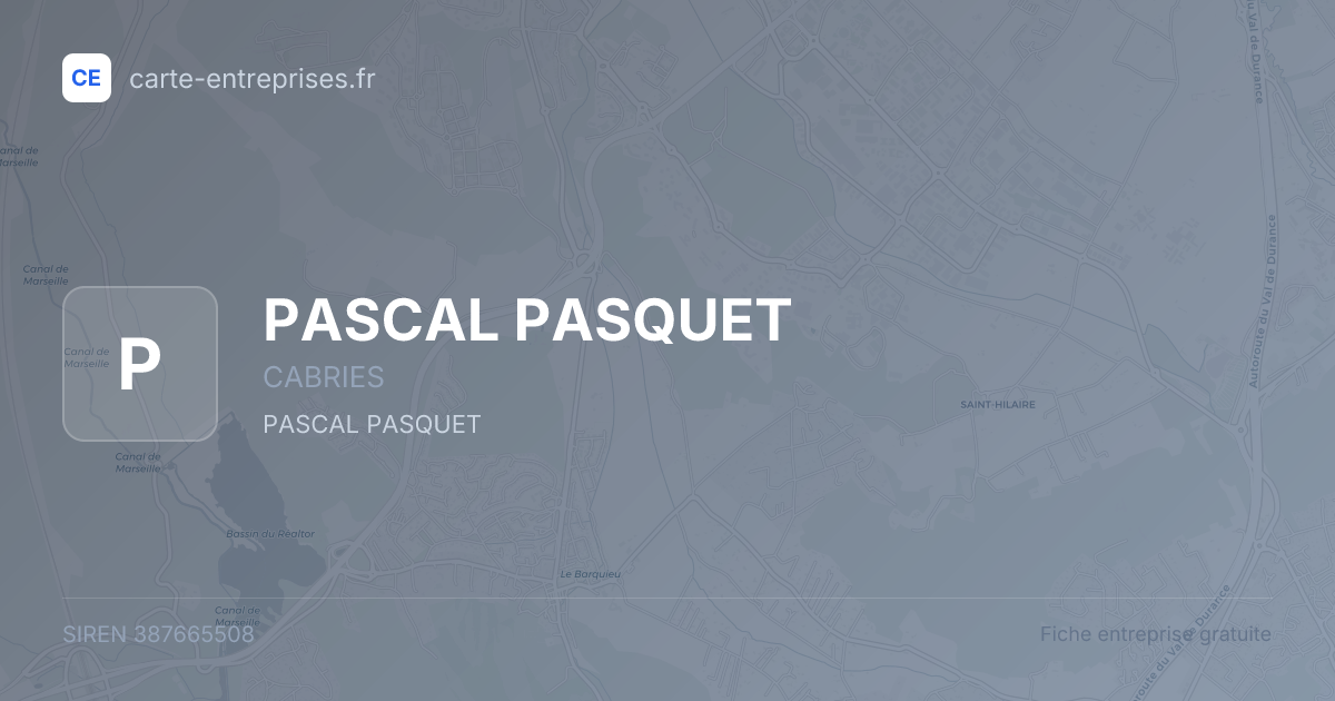 PASCAL PASQUET — 387665508 — fiche entreprise