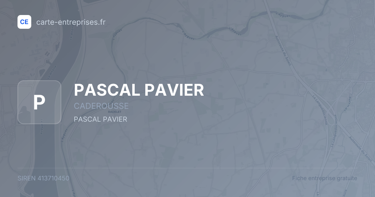 PASCAL PAVIER — 413710450 — fiche entreprise