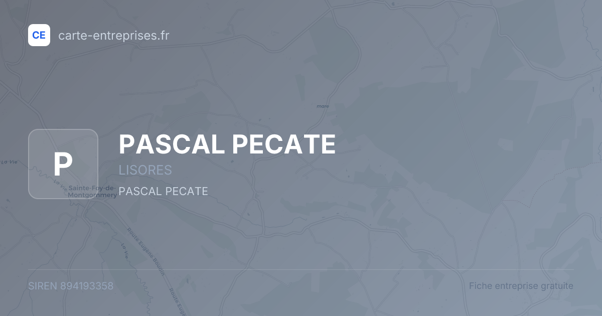 PASCAL PECATE — 894193358 — fiche entreprise