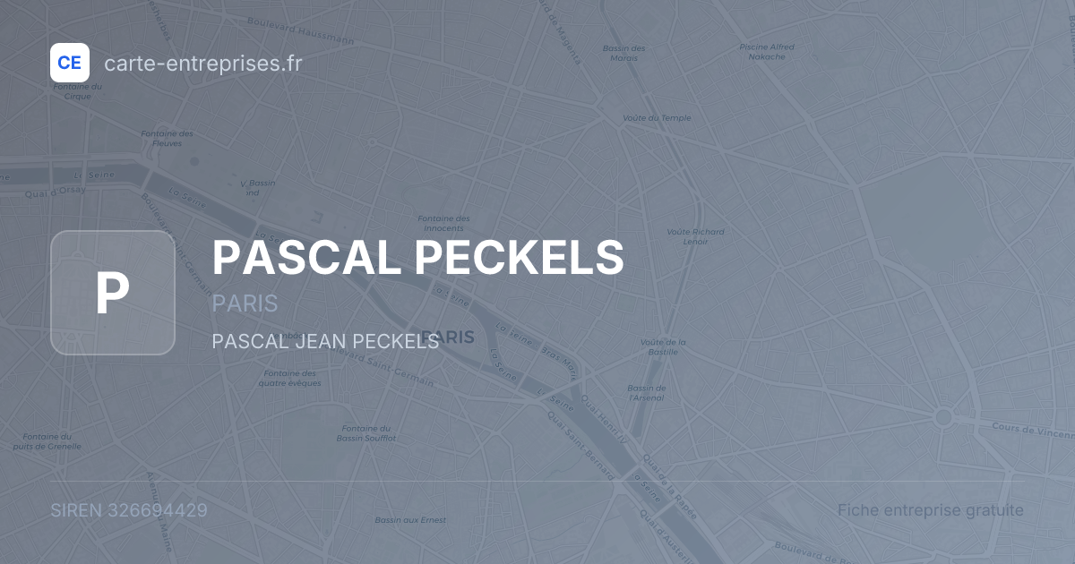 PASCAL PECKELS — 326694429 — fiche entreprise