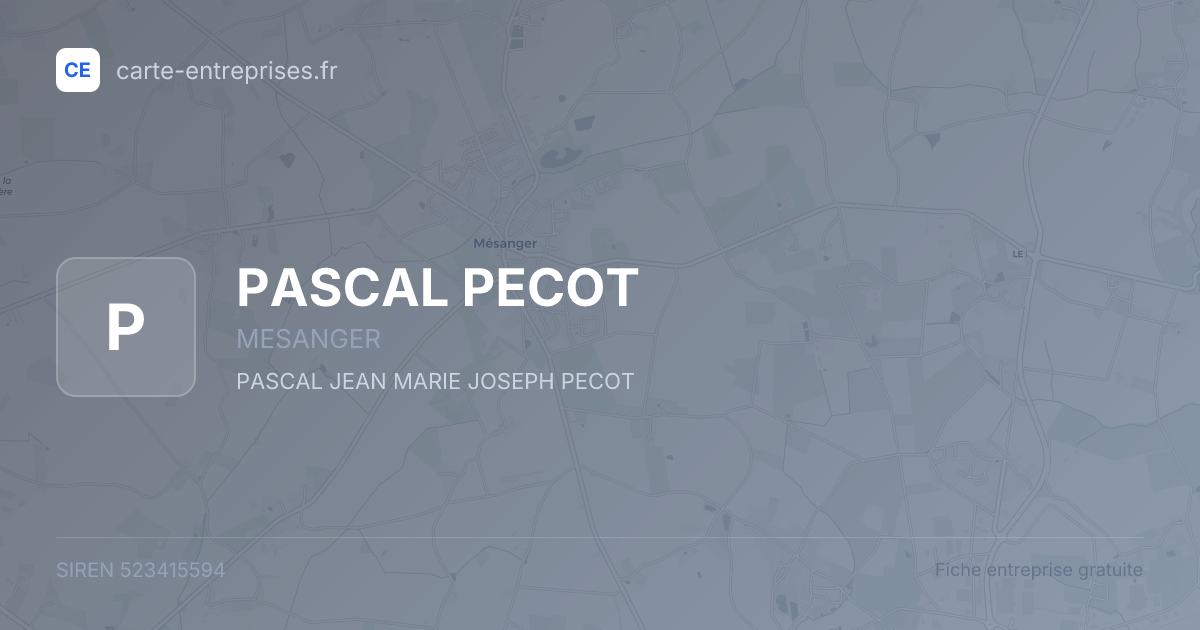 PASCAL PECOT — 523415594 — fiche entreprise