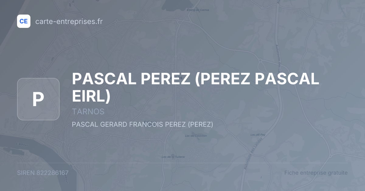 PASCAL PEREZ (PEREZ PASCAL EIRL) — 822286167 — fiche entreprise
