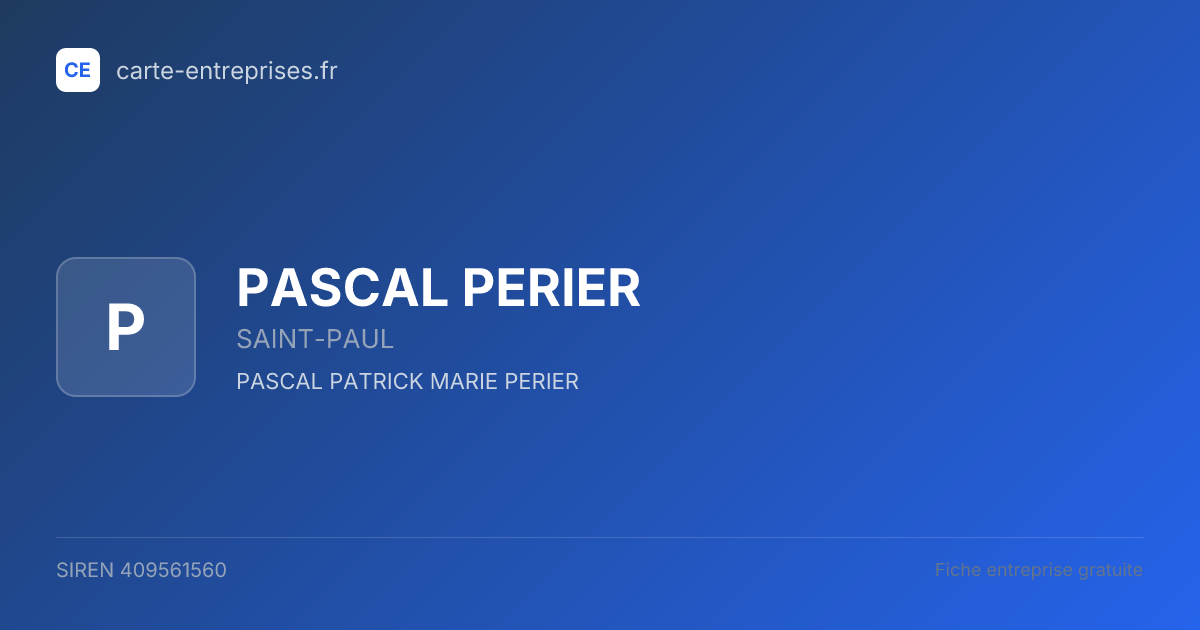 PASCAL PERIER — 409561560 — fiche entreprise