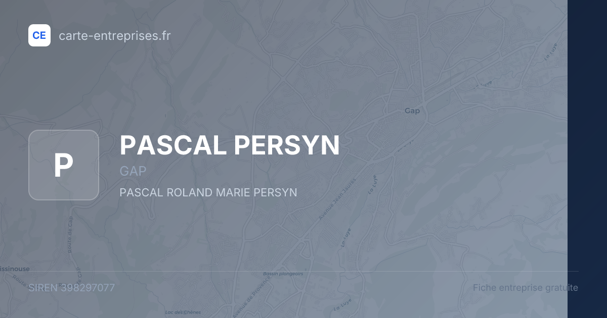 PASCAL PERSYN — 398297077 — fiche entreprise