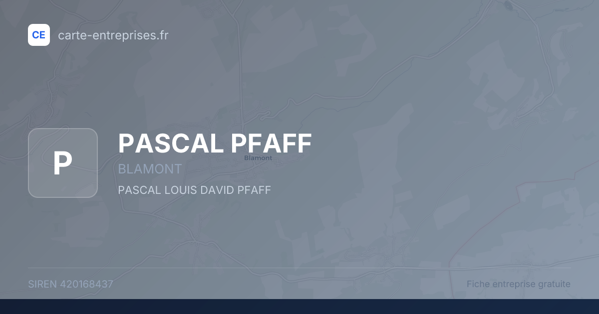 PASCAL PFAFF — 420168437 — fiche entreprise