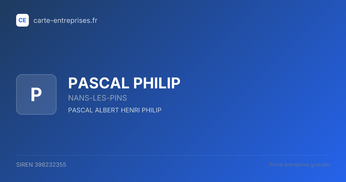 PASCAL PHILIP — 398232355 — fiche entreprise