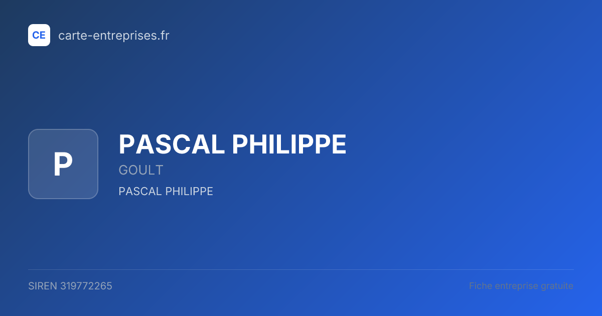 PASCAL PHILIPPE — 319772265 — fiche entreprise