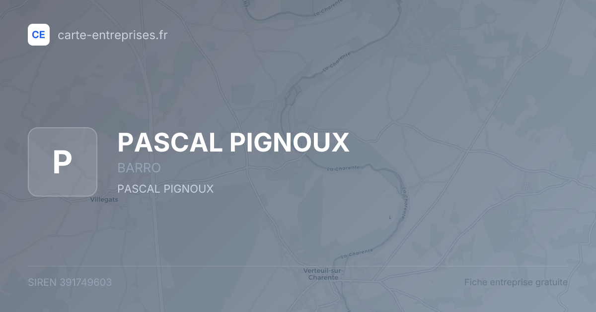 PASCAL PIGNOUX — 391749603 — fiche entreprise