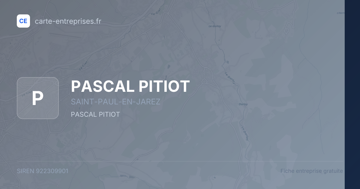 PASCAL PITIOT — 922309901 — fiche entreprise