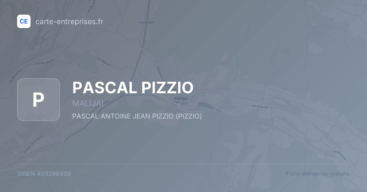 PASCAL PIZZIO — 403298409 — fiche entreprise