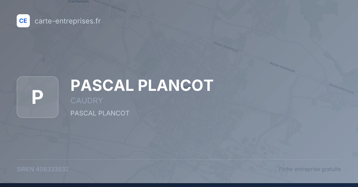PASCAL PLANCOT — 408333532 — fiche entreprise