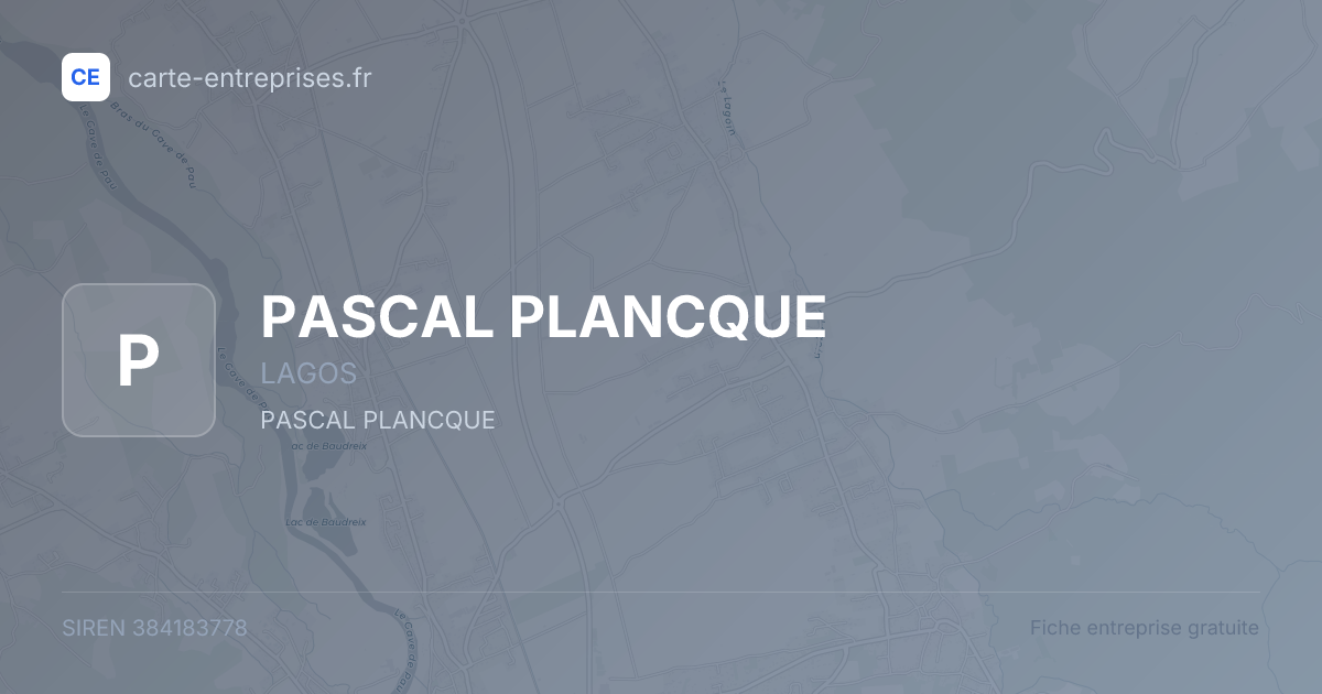 PASCAL PLANCQUE — 384183778 — fiche entreprise