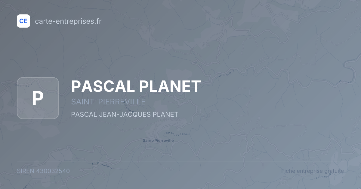 PASCAL PLANET — 430032540 — fiche entreprise