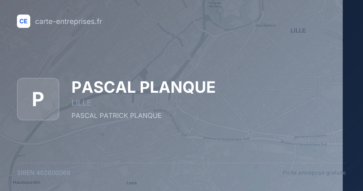 PASCAL PLANQUE — 402600068 — fiche entreprise
