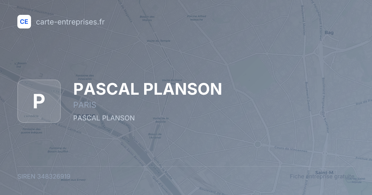PASCAL PLANSON — 348326919 — fiche entreprise