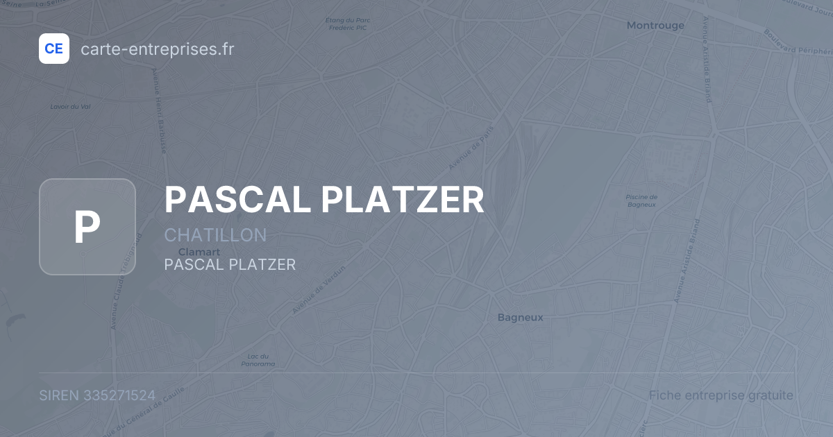 PASCAL PLATZER — 335271524 — fiche entreprise
