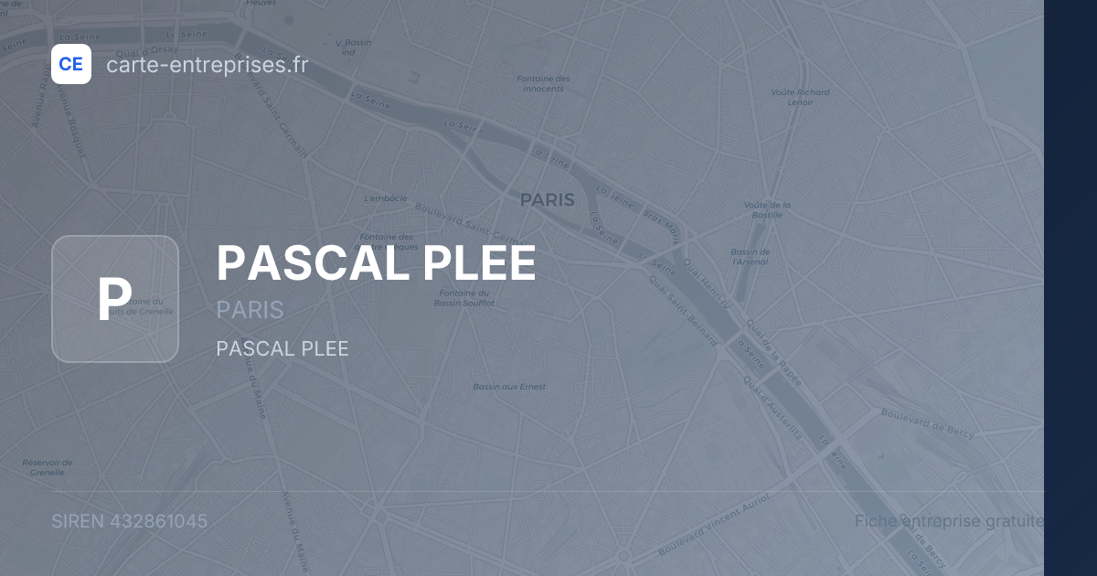 PASCAL PLEE — 432861045 — fiche entreprise