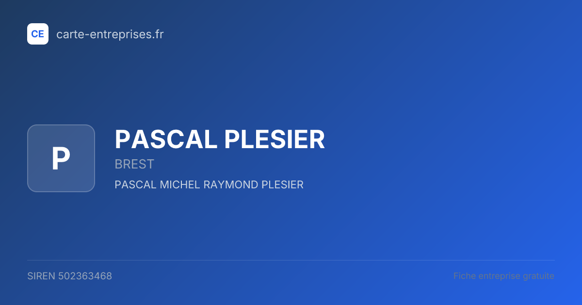 PASCAL PLESIER — 502363468 — fiche entreprise