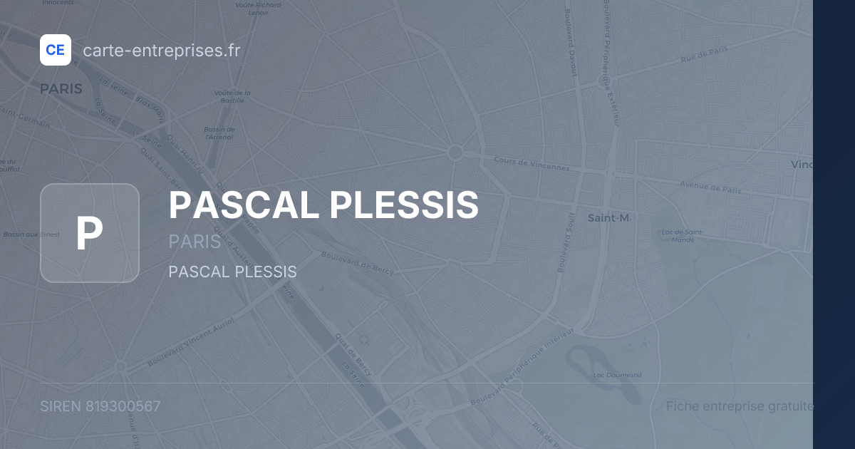 PASCAL PLESSIS — 819300567 — fiche entreprise