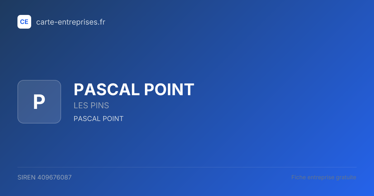 PASCAL POINT — 409676087 — fiche entreprise